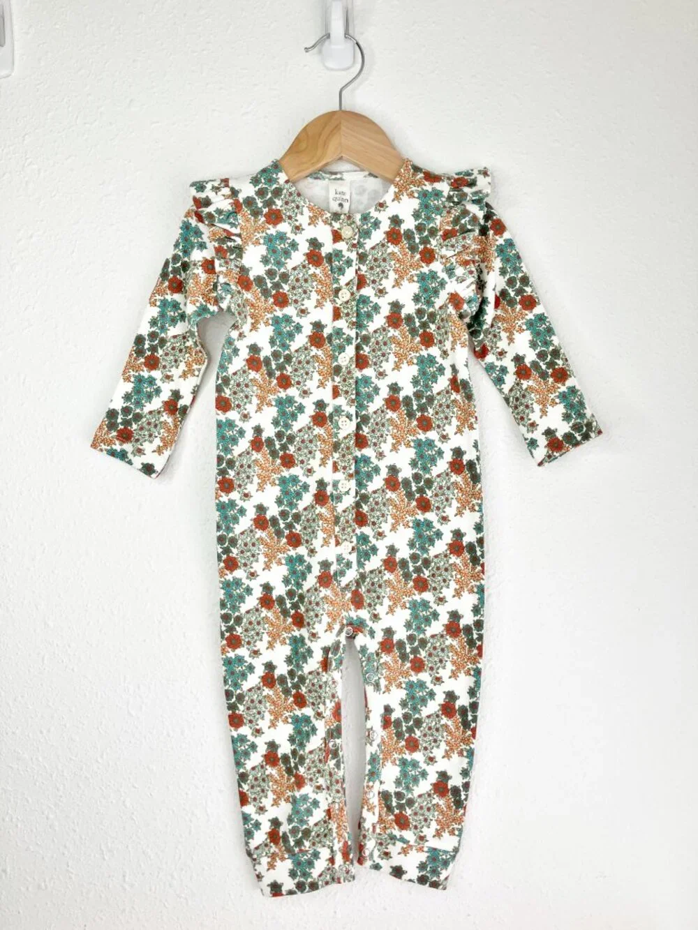NWT Kate Quinn ruffle romper cotton fall floral long sleeve size 18-24 months